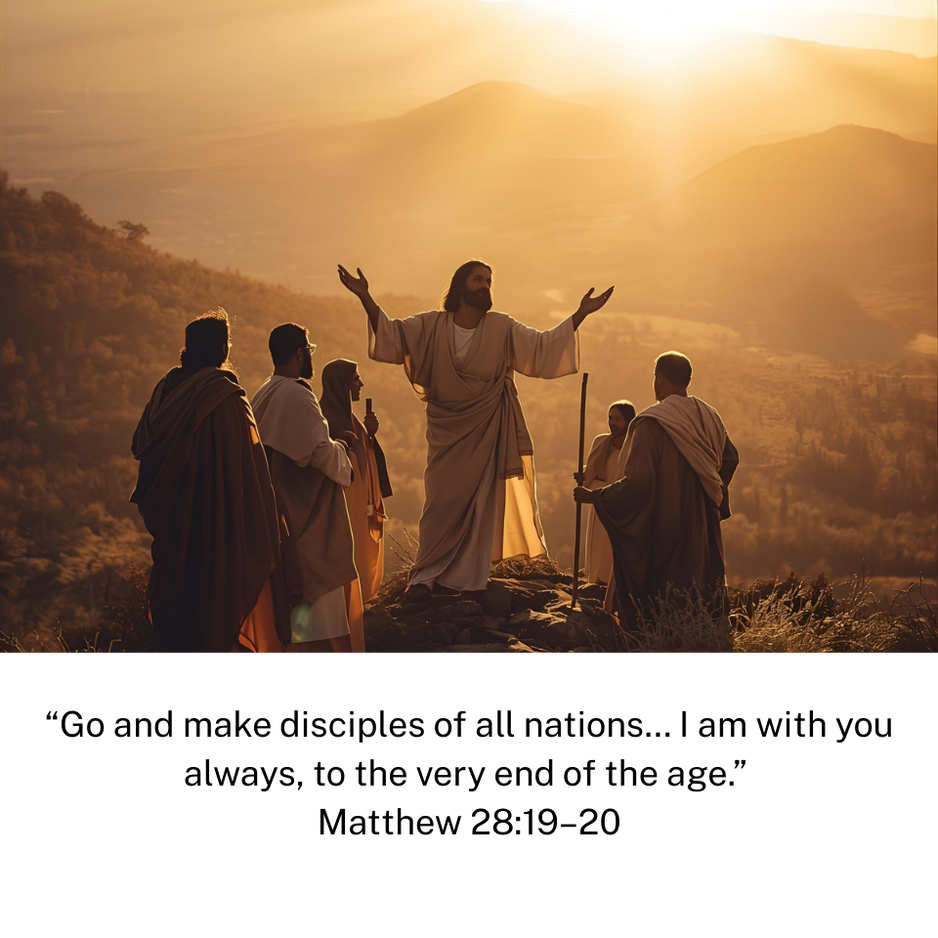 Artistic rendering of the Great Commission in Matthew 28:19–20