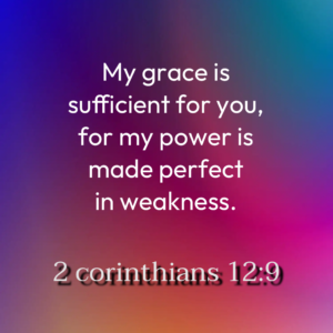 2 Corinthians 12:9 NIV scripture card on divine strength in weakness.