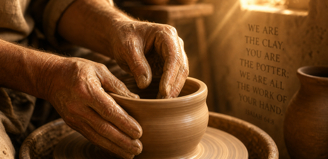 Potter forming clay